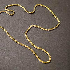 14K Solid Gold Rope Chain Necklace Men Women Unisex 22"